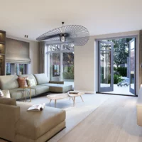 Waterjuffers Twee onder een kaphuizen interieur uitzicht